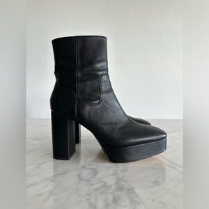 Zara Platform Leather High-Heel Ankle Boots
